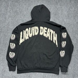 Liquid Death Hoodie Puff Print Water Skulls Murder Your Thirst Promo